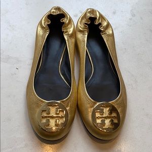 Tory Burch Metallic Gold Ballet Flat